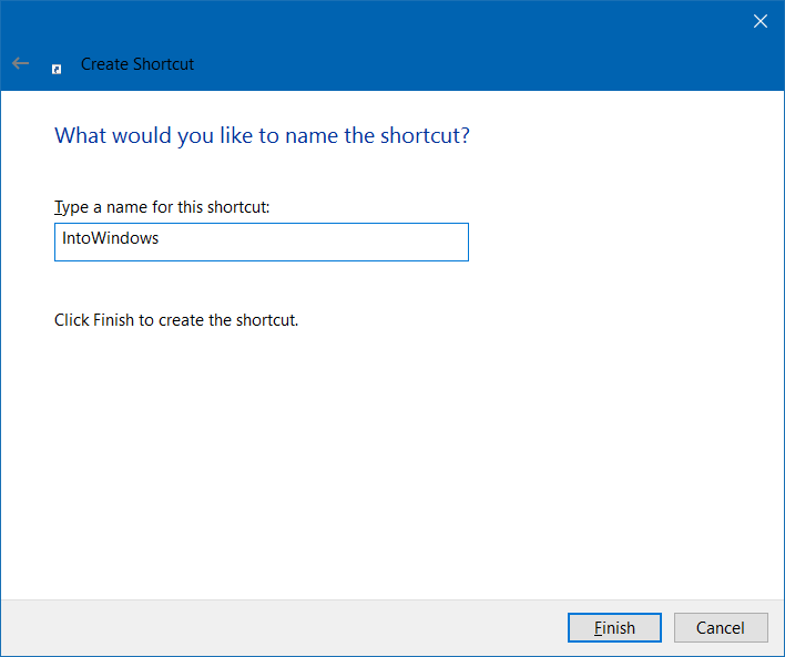 webpage shortcut on desktop windows 10